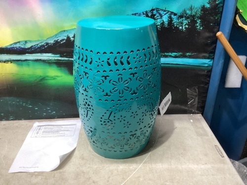 Teal Metal Decorative Storage Bin - Lot 784