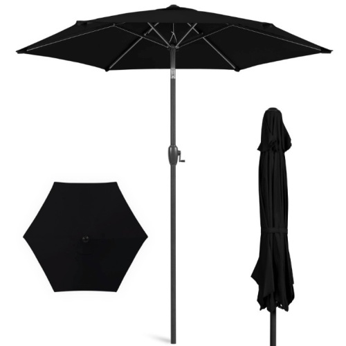 Outdoor Market Patio Umbrella w/ Push Button Tilt, Crank Lift - 7.5ft  - Lot 651