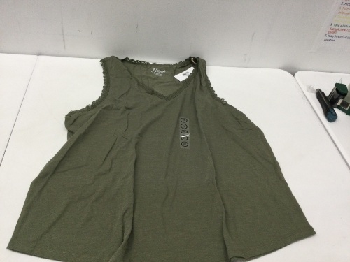 NATURAL REFLECTIONS | Dust Olive Rust Lace Trim Tank Top Size Large,NEW