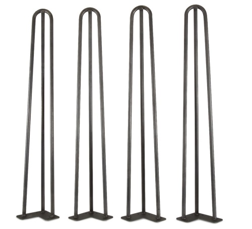 WEN TL28B 28-Inch Mid-Century Modern Satin Black Hairpin Table Legs, 1/2" Diameter, Set of 4, Appears New