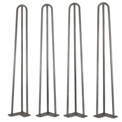 WEN TL28S 28-Inch Mid-Century Modern Raw Steel Hairpin Table Legs, 1/2" Diameter, Set of 4, Appears New 