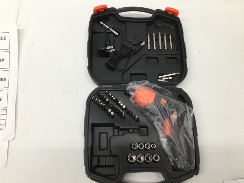 4V Max Lithium Ion Rechargeable Cordless Electric Screwdriver and Flashlight with Carrying Case and 40+ Accessories,New
