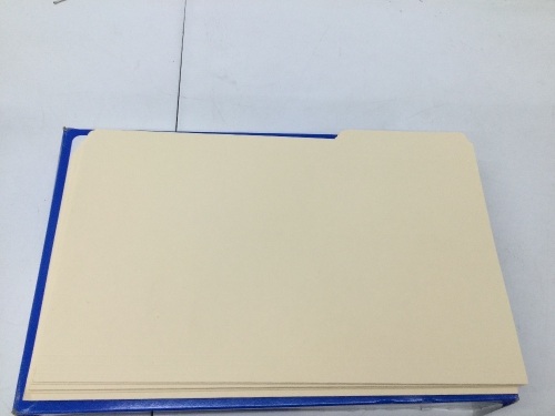 File Folders, Assorted Tabs, 1/3-Cut , Legal Size, Manila, 100/Box,New - Lot 851