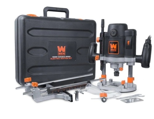 15-Amp Variable Speed Plunge Woodworking Router Kit with Carrying Case and Edge Guide,aPPEARS nEW