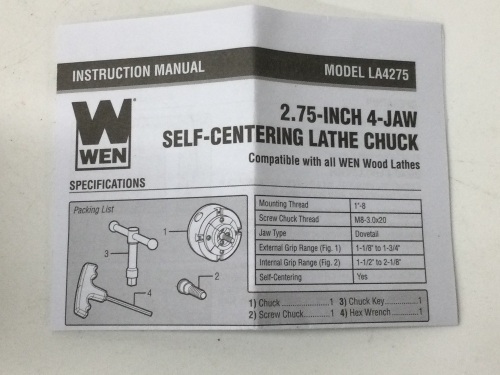 2.75-INCH 4-JAWSELF-CENTERING LATHE CHUCK appears new