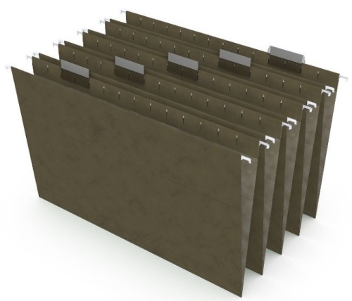Hanging File Folders 5 Tab Legal Size Standard Green 50/BX, APPEARS NEW  - Lot 879