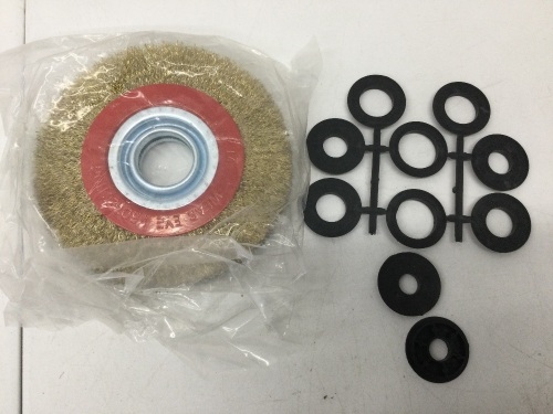 6-Inch by 3/4-Inch Crimped Steel Bench Wire Wheel with Arbor Adapters appears new - Lot 895