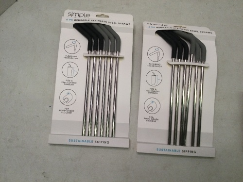 Lot of (2) Simple Modern Reuseable Stainless Steel Straws, Ecommerce Return - Lot 228