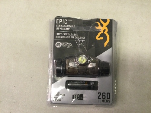 Epic USB Rechargeable LED Headlamp, Powers On, Ecommerce Return - Lot 446