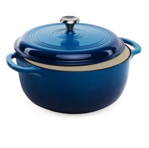 6qt Non-Stick Enamel Cast-Iron Dutch Oven, Deep Blue - Lot 222