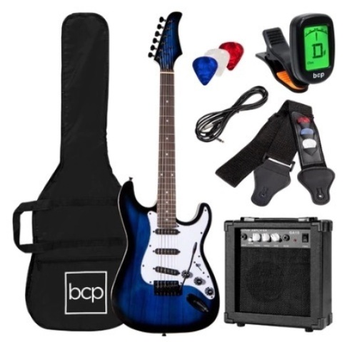 Beginner Electric Guitar Kit, 39in, Hollywood Blue - Lot 237