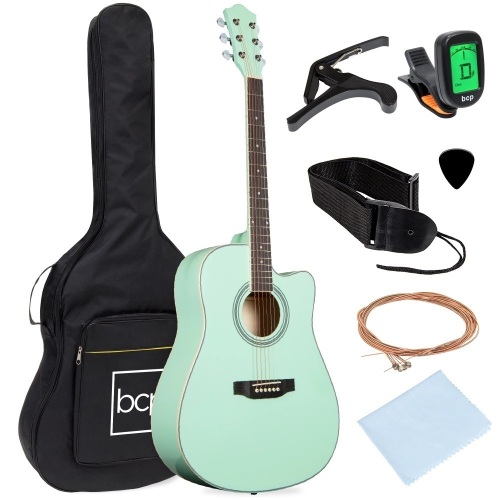 Full Size Beginner Acoustic Guitar Set with Case, Strap, Capo - 41in - Lot 160