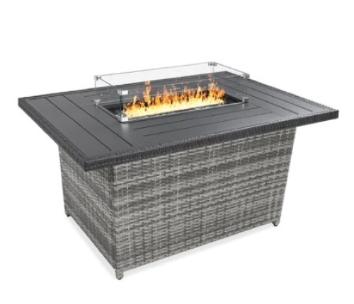 Wicker Propane Fire Pit Table, 52in - Lot 246