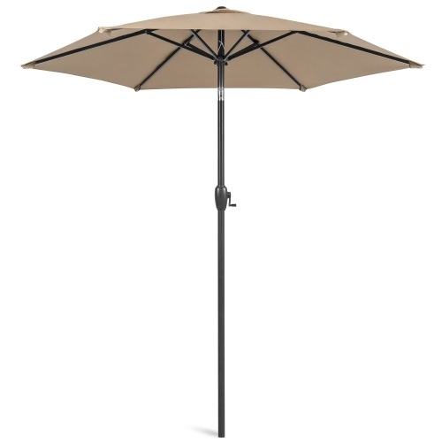 Outdoor Market Patio Umbrella w/ Push Button Tilt, Crank Lift - 7.5ft - Lot 207