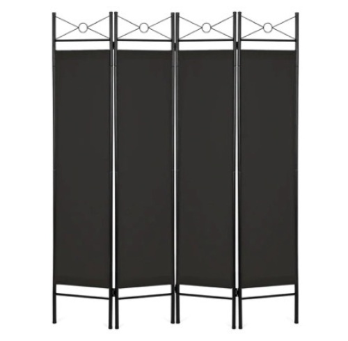 4-Panel Folding Privacy Screen Room Divider, 6ft, Black - Lot 251