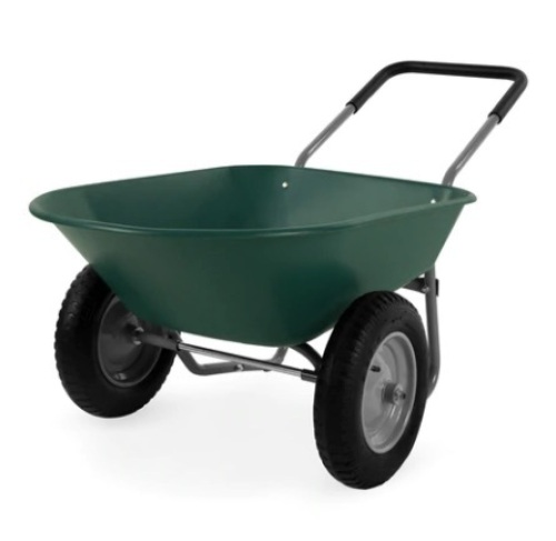 Dual-Wheel Wheelbarrow Garden Cart, Green - Lot 259