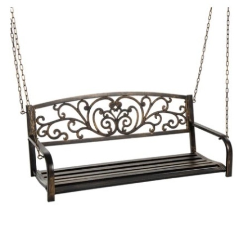 2-Person Metal Outdoor Porch Swing, Bronze - Lot 263