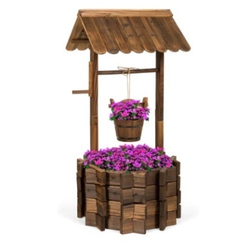 Rustic Wooden Wishing Well Planter - Lot 264