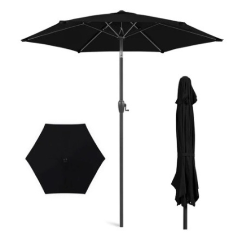 Outdoor Market Patio Umbrella, 7.5ft, Black - Lot 267