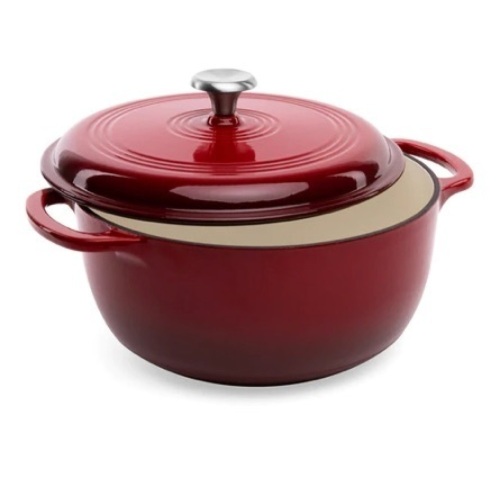 6qt Non-Stick Enamel Cast-Iron Dutch Oven, Deep Red - Lot 269