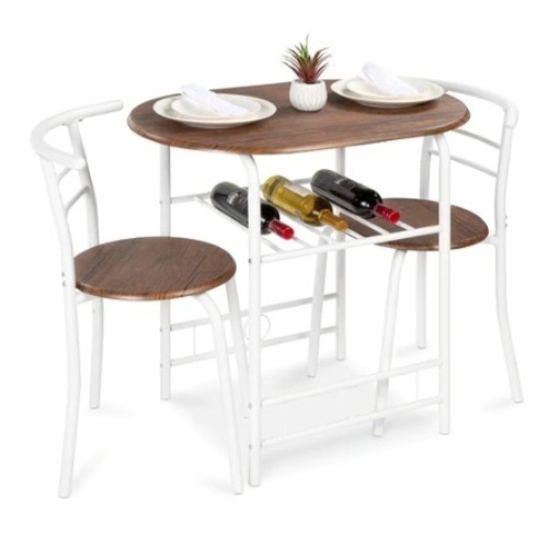 3-Piece Wooden Table & Chairs Dining Set, White/Brown - Lot 292