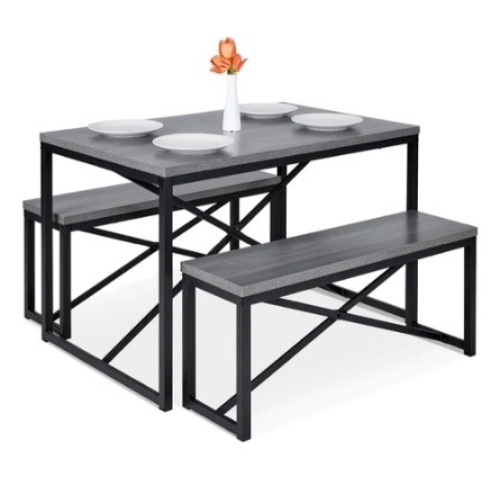 3-Piece Bench Style Dining Furniture Set , 45.5in, Gray/Black - Lot 299