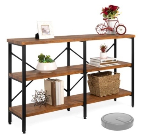 3-Tier Industrial Hallway Console Table, 55in, Brown - Lot 303