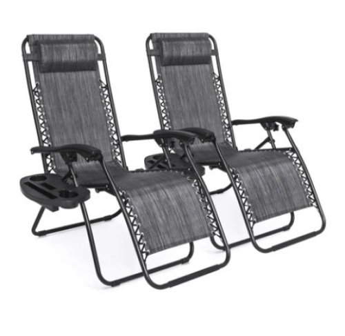 Set of 2 Adjustable Zero Gravity Patio Chair Recliners, Gray - Lot 324