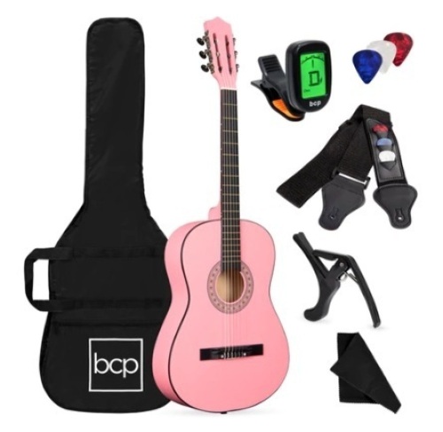 Beginner Acoustic Guitar Set, 38in, Pink - Lot 335