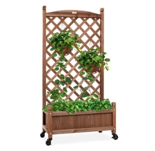 Wood Planter Box & Lattice Trellis, 48in - Lot 339