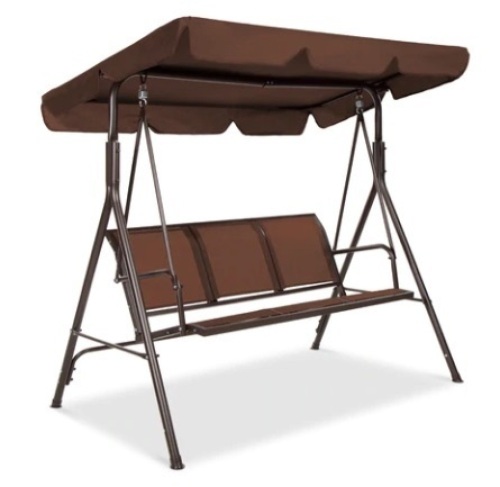 3-Seater Outdoor Canopy Swing Glider, Brown - Lot 351