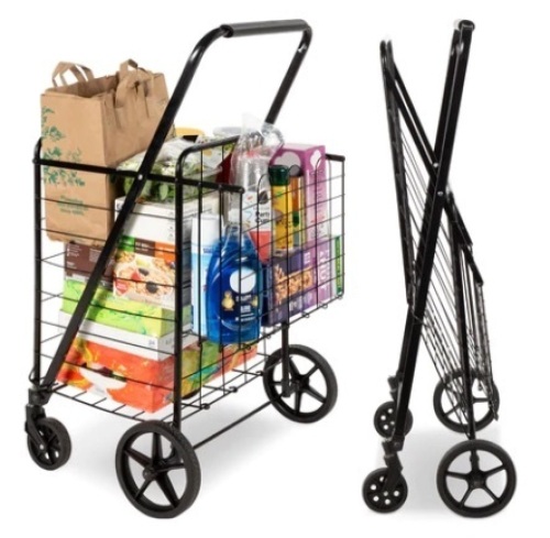 Folding Steel Grocery Cart, Black - Lot 368