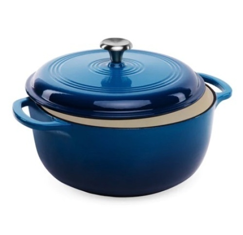 6qt Non-Stick Enamel Cast-Iron Dutch Oven, Deep Blue - Lot 396