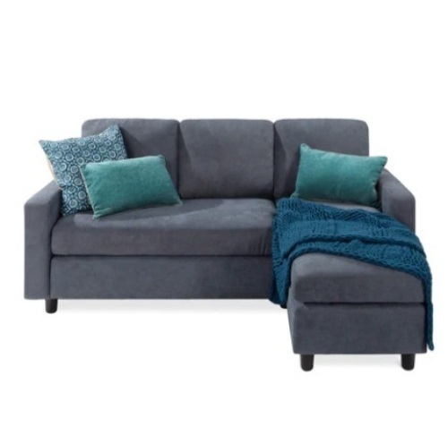 Linen Sectional Sofa Couch, Blue/Gray - Lot 399