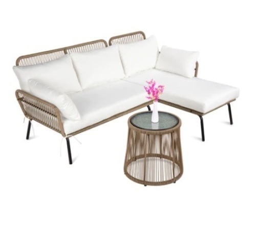 Rope Woven Sectional, White - Lot 418