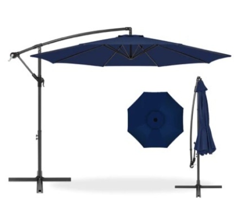 Offset Hanging Patio Umbrella, 10ft, Navy - Lot 457
