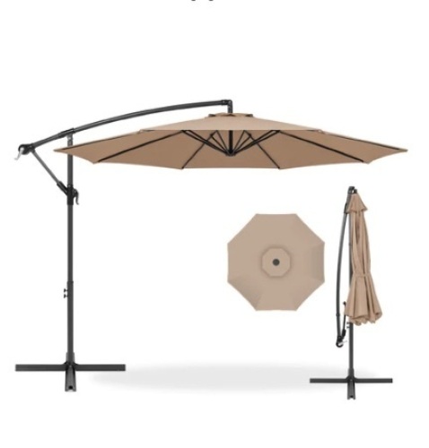 Offset Hanging Patio Umbrella,10ft, Tan - Lot 468