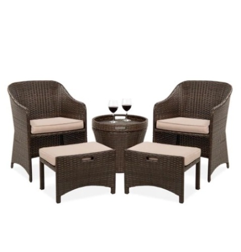 5-Piece Outdoor Wicker Bistro Set, Brown - Lot 469