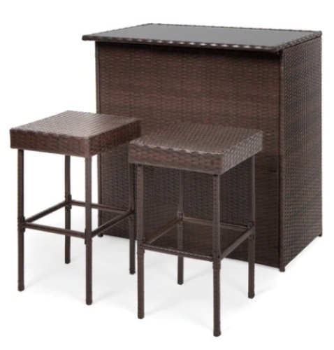 3-Piece Outdoor All-Weather Wicker Bar Table Set - Lot 473