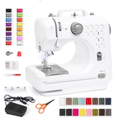 6V Portable Foot Pedal Sewing Machine, Gray  - Lot 476
