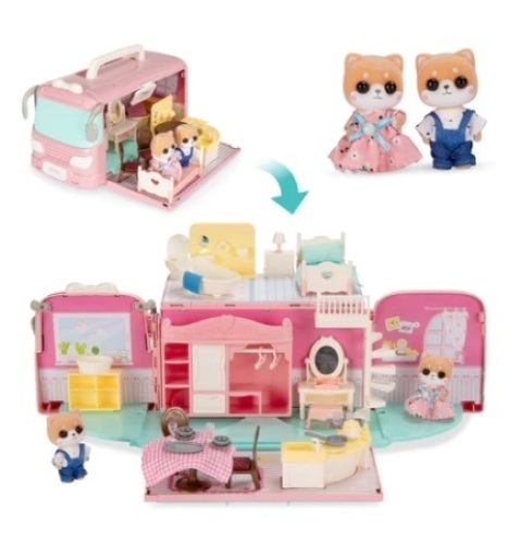 Camper Van Playset Pretend Play Dollhouse w/ Tiny Critters - Lot 477