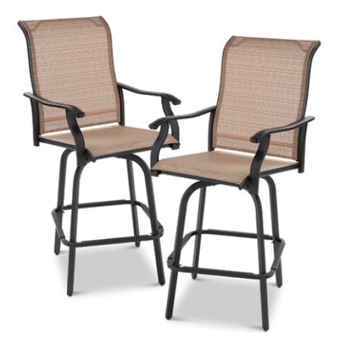Set of 2 Swivel Barstools, Tan - Lot 486