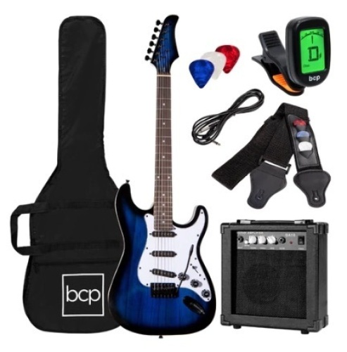 Beginner Electric Guitar Kit, 39in, Hollywood Blue - Lot 494