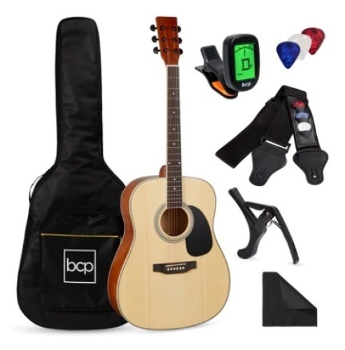 41in Acoustic Guitar Starter Kit, Natural - Lot 499