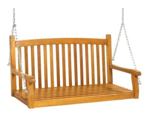 Wooden Hanging Porch Swing Bench, 48in, Brown - Lot 618