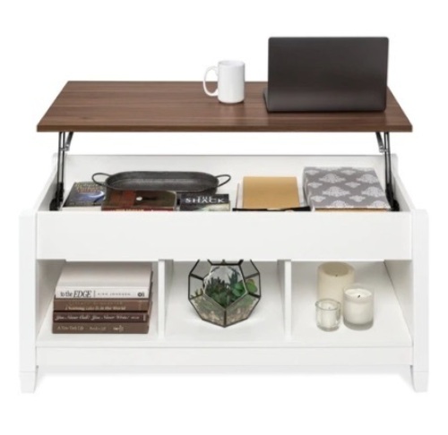 Multifunctional Lift Top Coffee Table, White - Lot 628