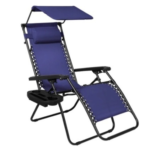 Folding Zero Gravity Recliner Patio Lounge Chair, Blue - Lot 636