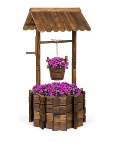 Rustic Wooden Wishing Well Planter - Lot 653