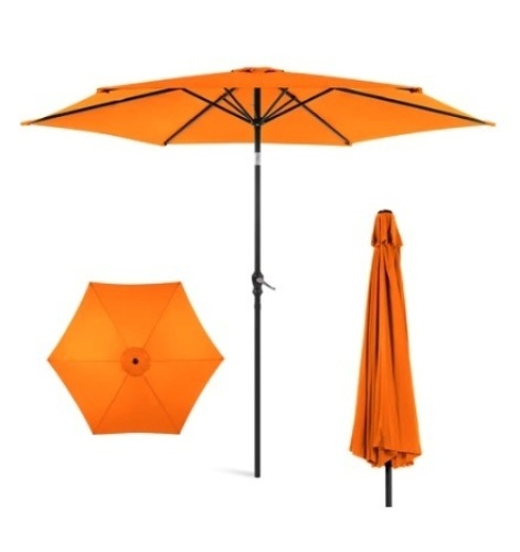 Outdoor Steel Market Patio Umbrella, 10ft, Orange - Lot 654