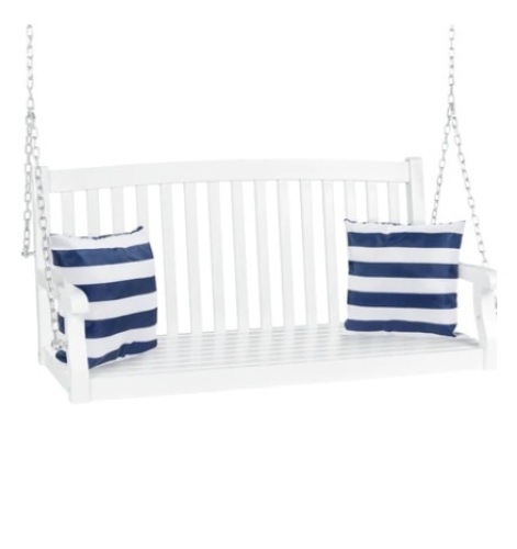 Hanging Porch Swing Bench, 48in, White - Lot 664
